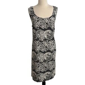 R&M Richards Woman's Sleeveless Floral Lace Print Motif Sheath Dress